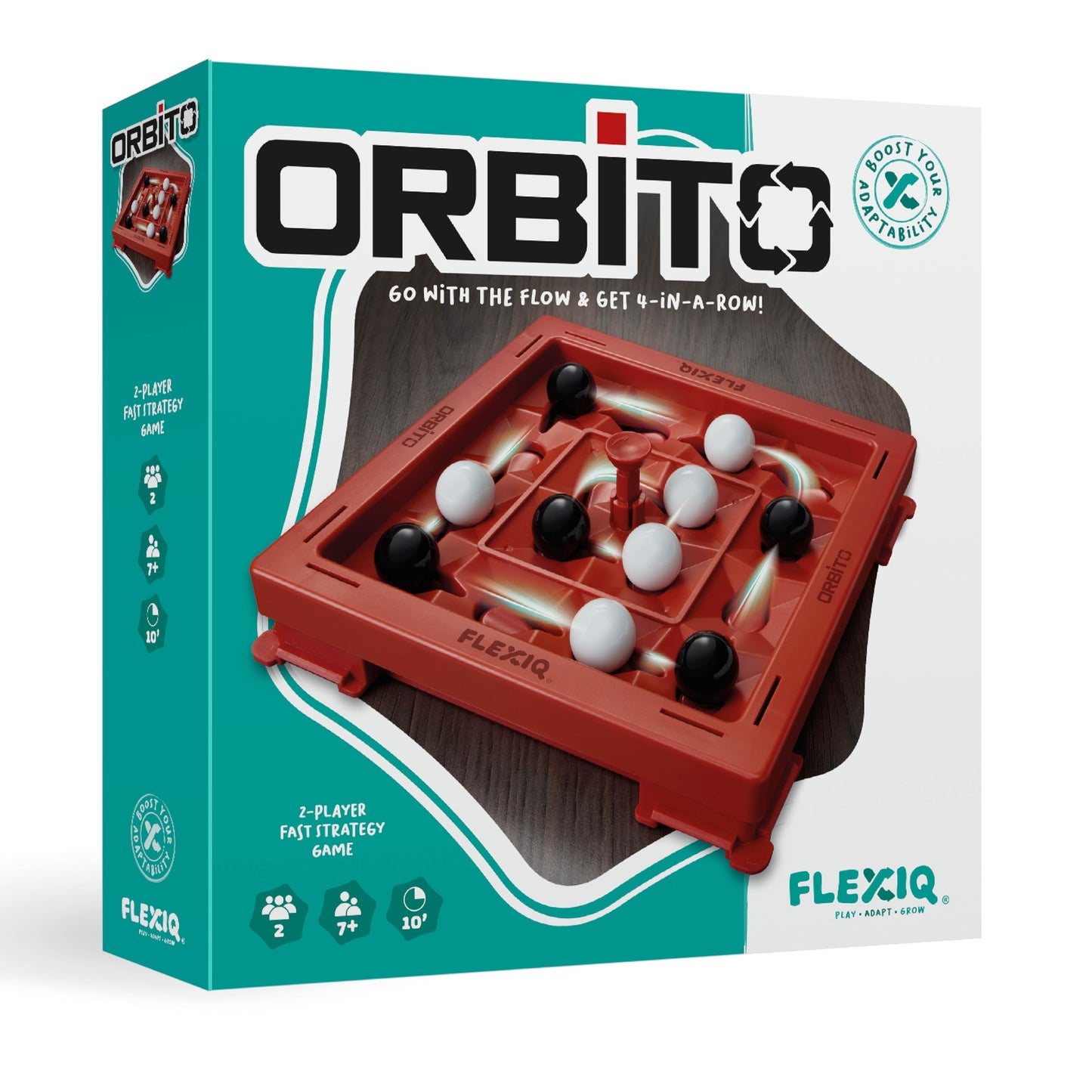Orbito from Flex IQ, 2 Player Strategy Games for Family Gatherings, Great for Kids Games, Includes 1 Game Board with Orbito Button, 8 White Marbles
