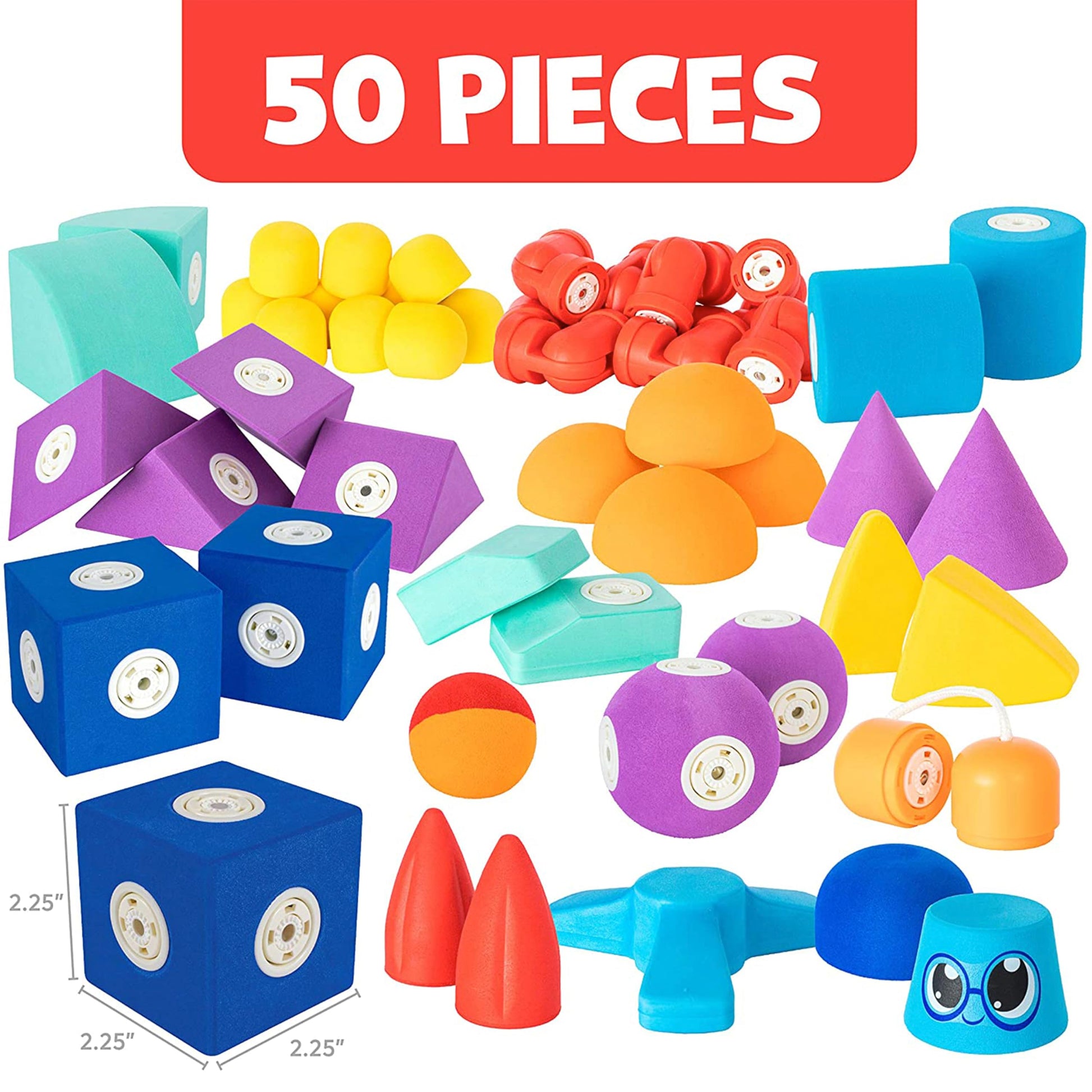 Blockaroo Magnetic Foam Building Blocks - 50-Piece Set, Bath & Bathtub Toys for Toddlers, Sensory STEM Building Blocks for Kids Ages 3-5