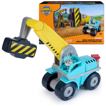 Rubble & Crew Motor Mega Hammer Vehicle, 10-Inch Construction Truck with Motor Action Figure, PAW Patrol Kids Toys for Boys & Girls Ages 3 and Up