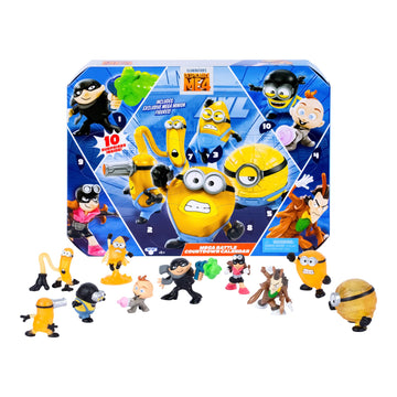 Minions Despicable Me 4 - Mega Battle Countdown Calendar | 10 2inch surprise collectible toy figures inside in the form of Mini Minion figures