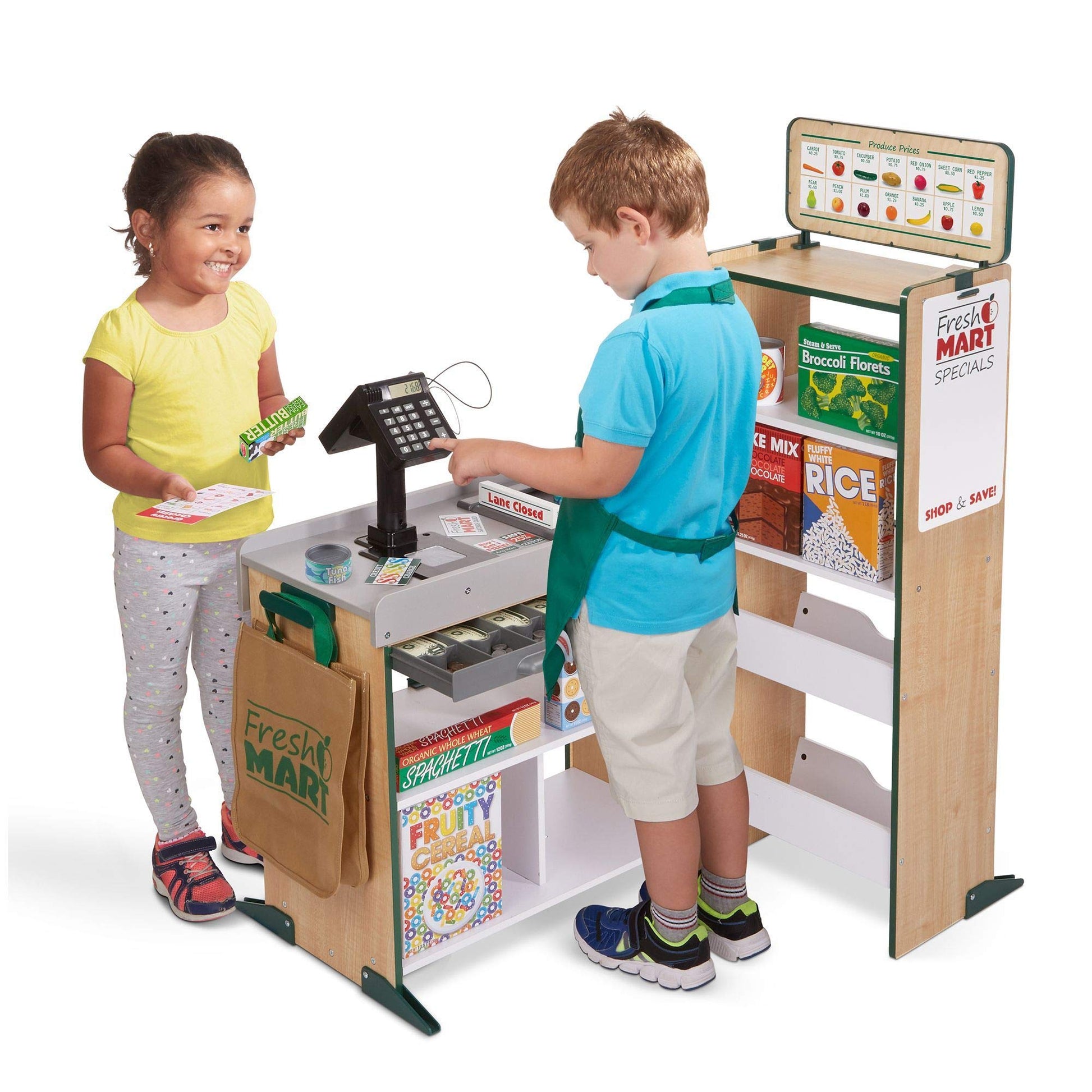 Melissa & Doug Fresh Mart Companion Set, Grocery Store Pretend Play Toys, Toy Kitchen Accessories & Play Food, Preschool Learning Toys for Girls &