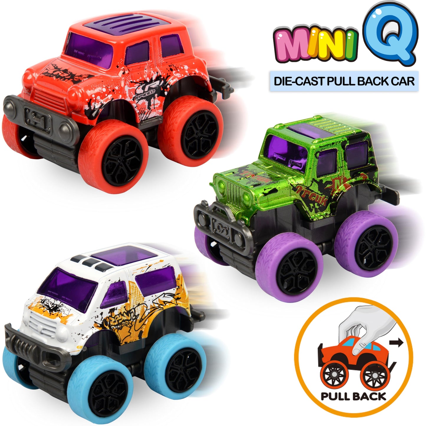 Neureyte 32 Pack Die-cast Mini Monster Truck for Boys and Girls,Pull Back Alloy Trucks Toy,Mini Pull Back Cars,Die-cast Race Cars for Kids Party