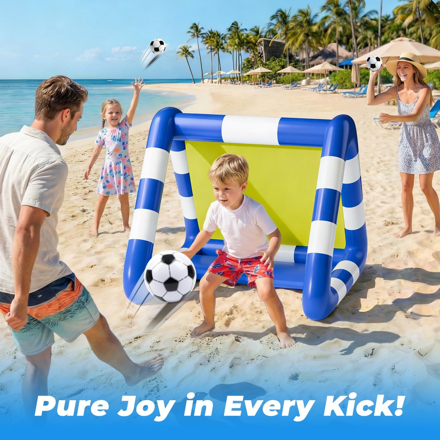 Funscape Kid Soccer Pool Toy Inflatable Float Soccer Goal & Ball Water Game