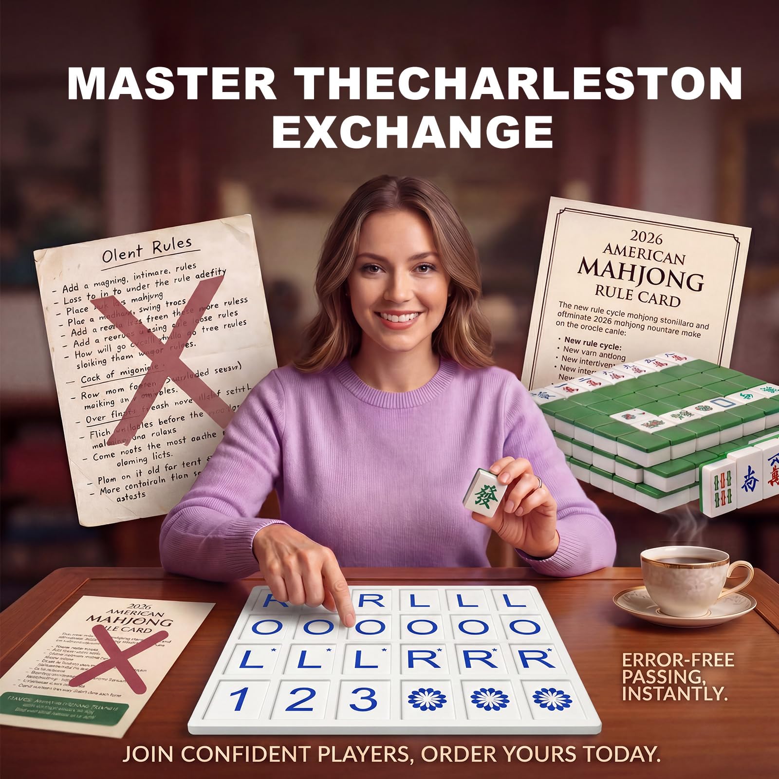 Eccentfit Mahjong Solo Practice Board - 3D Printed Solo Trainer with RLO Charleston Guide & 24 Slots - Training Aid for Learning 2026 New Card