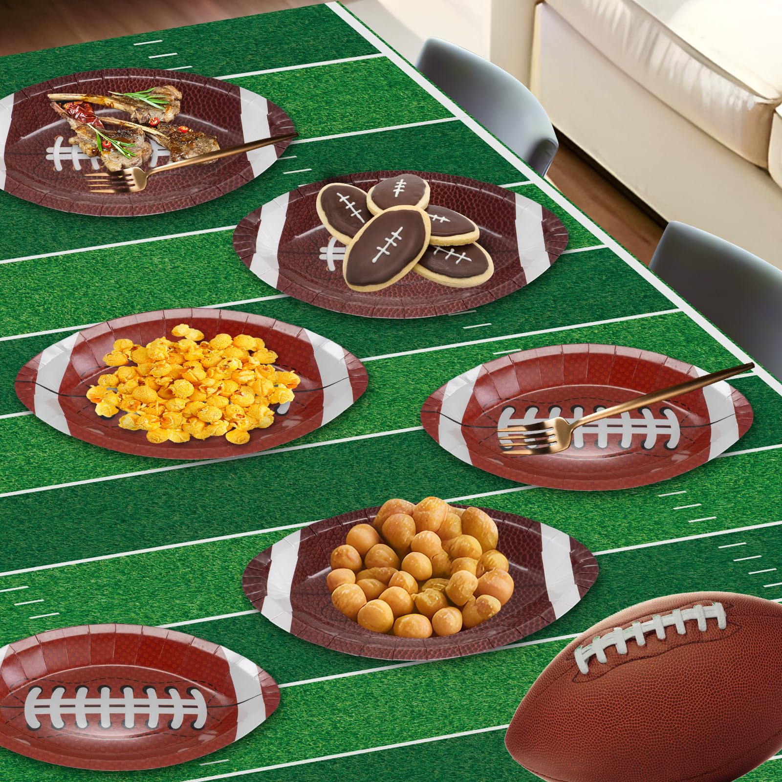 50 Pcs Football Plates - Rugby Shape Design Paper Plate, Disposable Dinner Dessert Paper Plates Tableware Set for Football Party Supplies Birthday