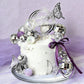 Disco Ball Cake Topper Purple and Transparent Pearl Balls Decorations with Silver Butterfly for 70s 80s Disco Dance Music Birthday Supplies