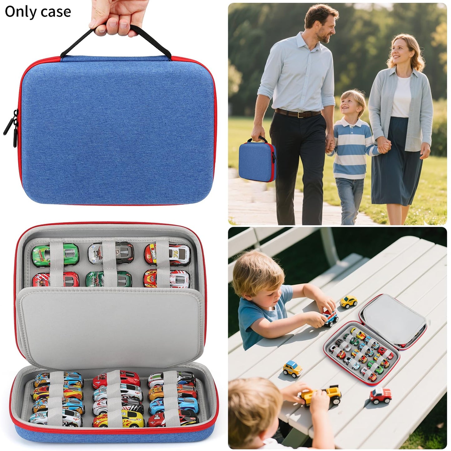 Hard Car Storage case for Diecast Cars, Storage Bag Compatible with 24 Diecast Cars, Matchbox Cars, Mini Cars, Diecast Cars Storage for Kids ?Only