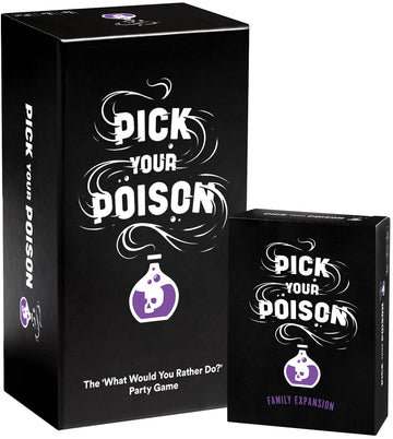 Pick Your Poison Party Game + Family Expansion Set - The “What Would You Rather Do?” Card Game for White Elephant Parties, Stocking Stuffers + Board
