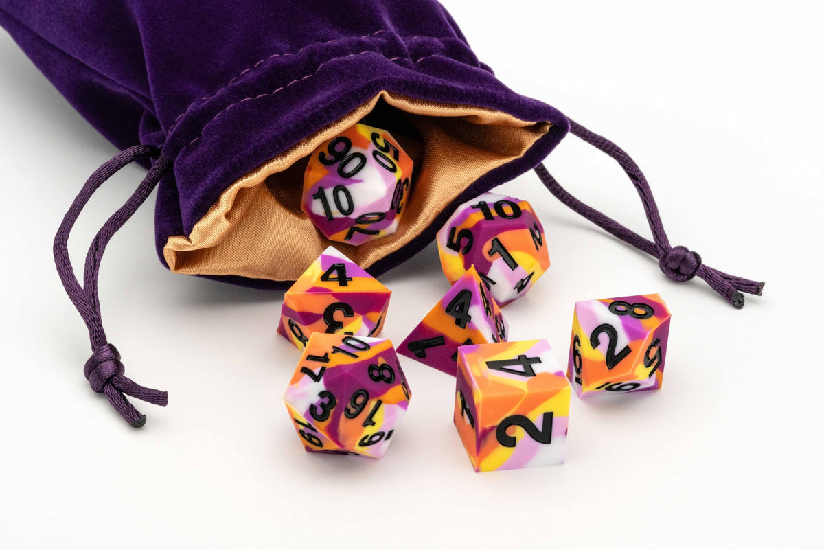 FanRoll 16mm Pride Sharp Edge Silicone Rubber Polyhedral Dice Set: Lesbian