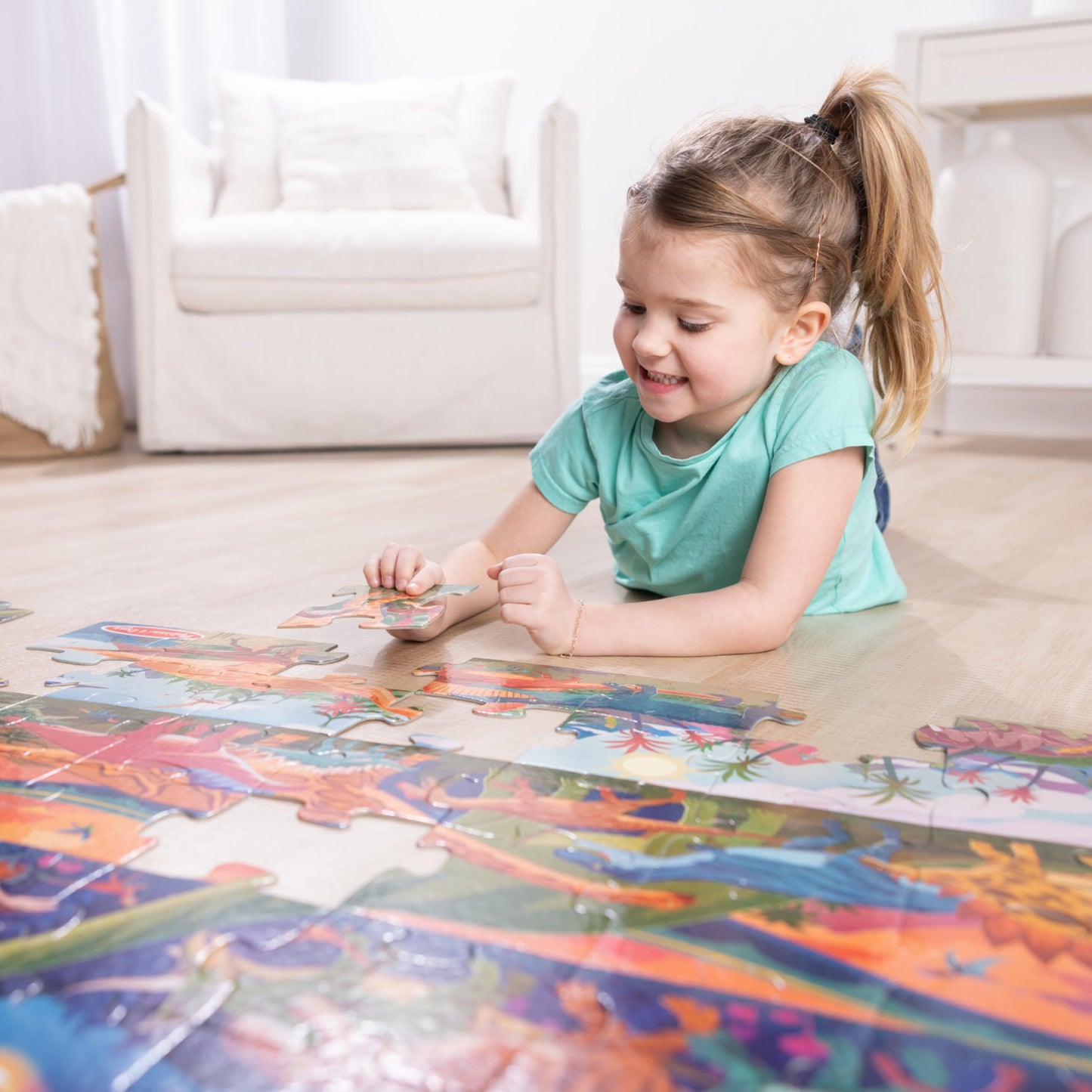 Melissa & Doug Dinosaurs Jumbo Floor Puzzle 48-Piece Set with Guide