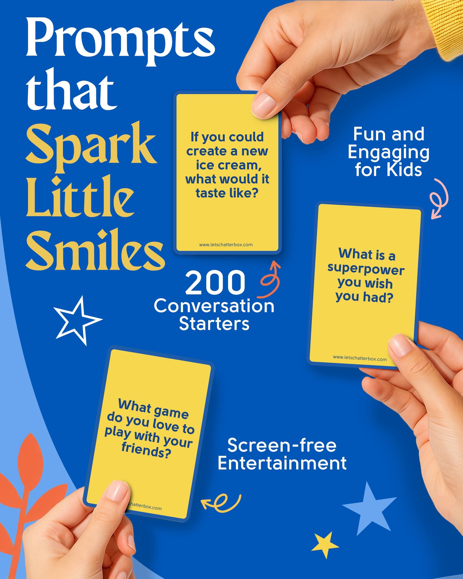 Chatterbox Conversation Cards for Kids, 200 Questions Designed for Kids and Children to Share, Connect and Enjoy Family Game Night, Family Reunion