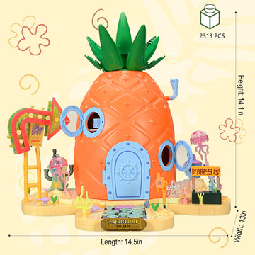 ROLOSO Toy Building Brick Blocks Toys Sets Display Box kit Action Figures Pineapple House Patrick Stone Star Home for Boys and Girls Kids Age 2-4