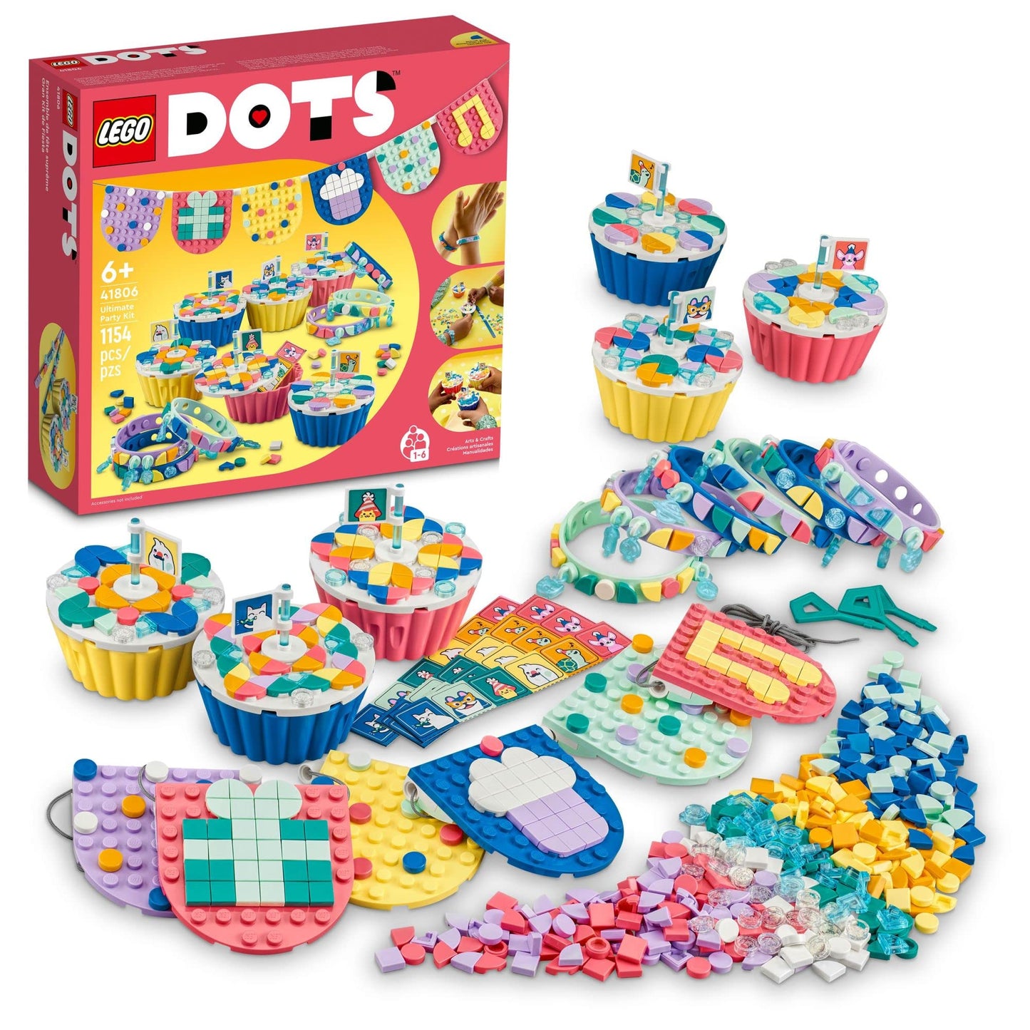LEGO DOTS Ultimate Party Kit 41806 Arts & Crafts Kit Perfect for Kids Birthday Party Age 6-10, Party Bag Fillers, Birthday Party Games and Crafts with
