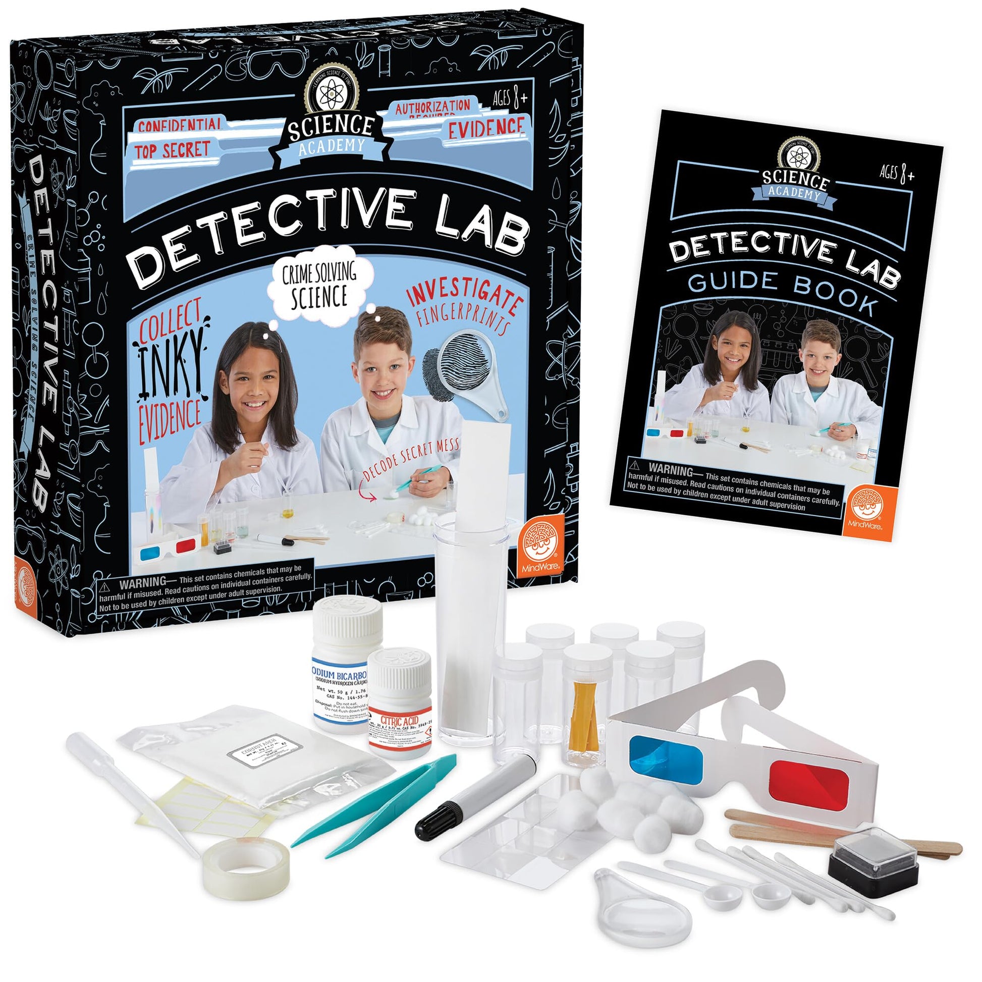 MindWare Science Academy Detective lab - Science Kits for Kids Age 8-12 - Kids Detective Kit Complete with 7 Forensics and Crime-Scene Investigations