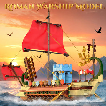Mould King Ship Model Building Sets, Collectible Display Vintage Ship Toys for Adults, 10156 Classic Creative Ancient Roman Warship Model, Christmas