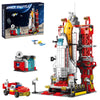 FNSJFYZS Space Shuttle Launch Center Building Blocks Set, Rocket Launch Base Model with Orbiter, Satellite, Rover & Radar Station, Aerospace
