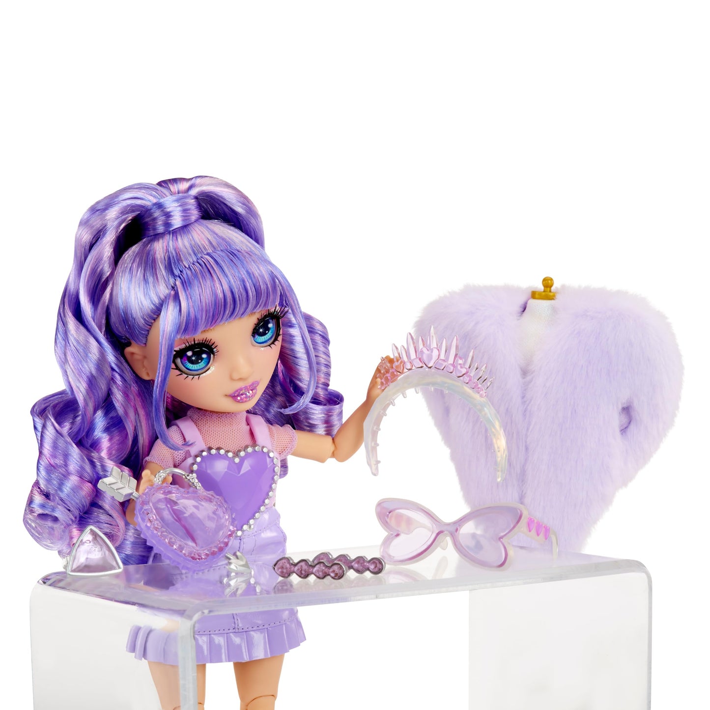 RAINBOW HIGH Creative Crystals Purple - 28 cm Purple Mannequin Doll with Crystal Accessory Kit, Ring for You, Resin Game, Gift for 8+ Years