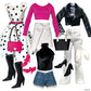 Eledoll Clothes Fashion Pack for 12 inch Fashion Doll Polka Pretty White Pink Black Set