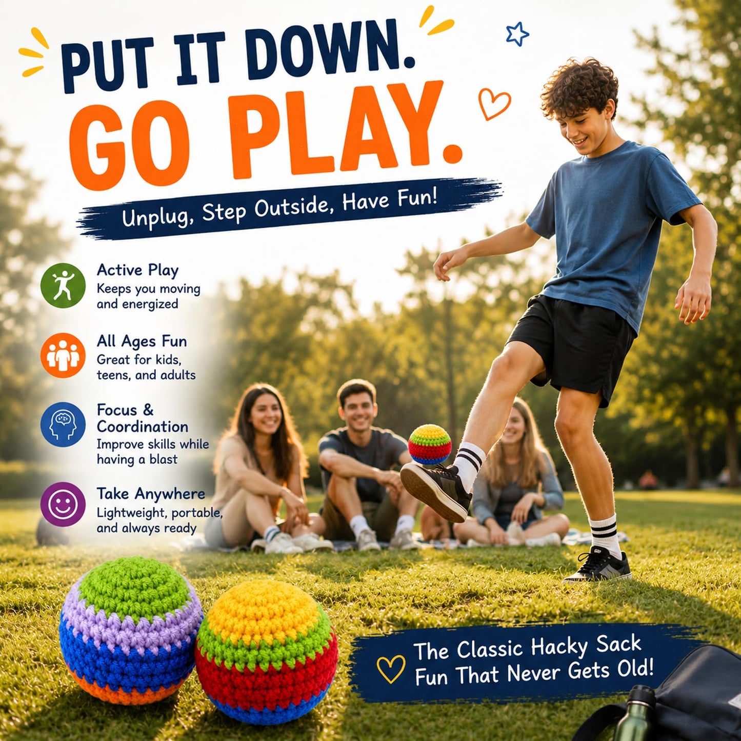 ASONA Hacky Kick Footbag Balls Bulk for Adults & Kids Sack