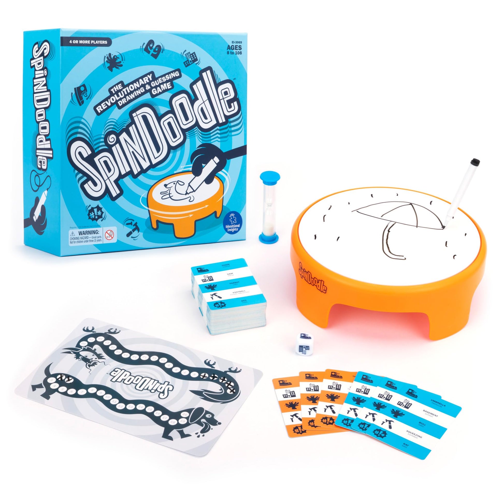 Educational Insights Spindoodle - Fun Board Games for Adults, Teens and Kids, Party Games for Family Game Night, Funny Quick Drawing Game, Guess