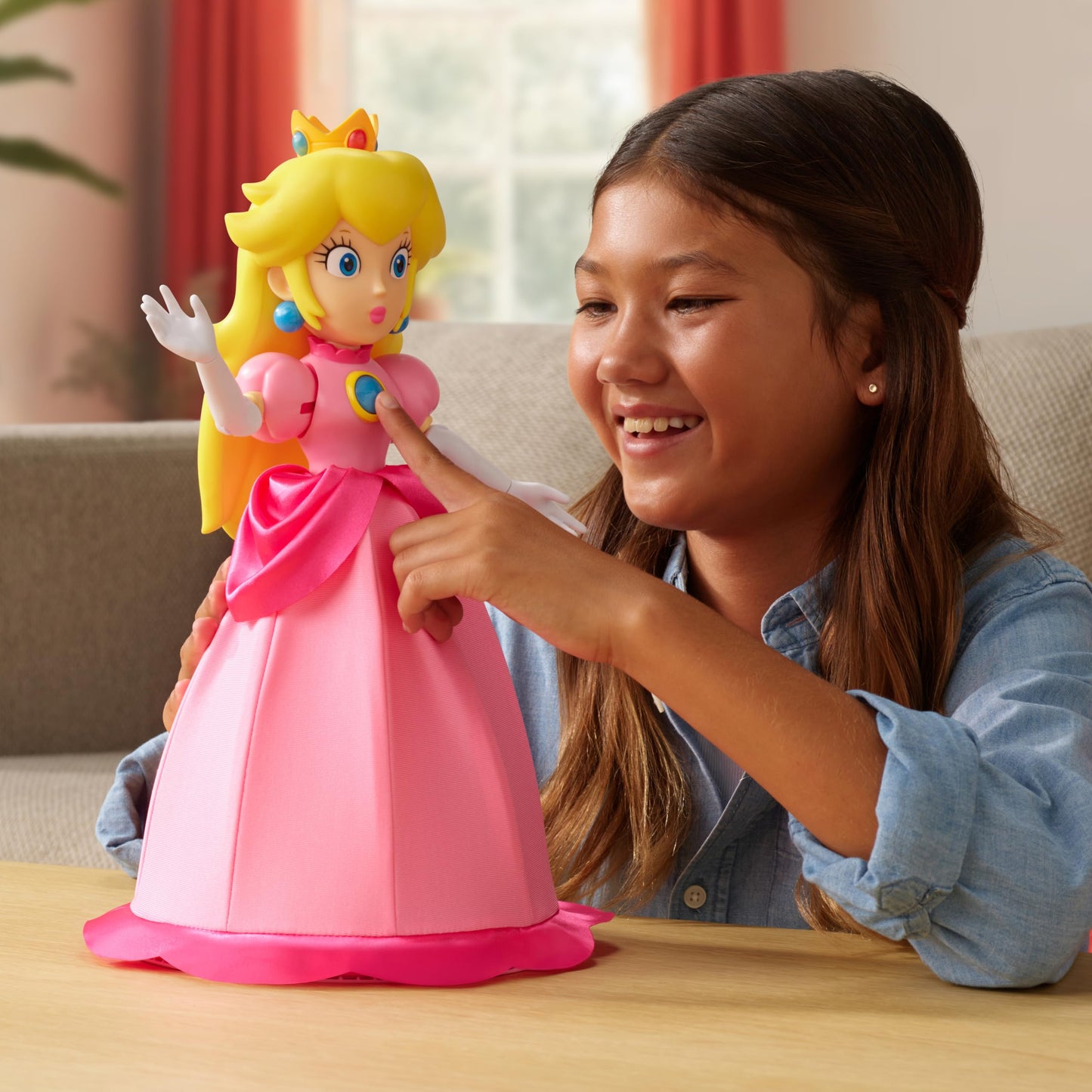 Super Mario Yours Truly, Princess Peach Collectible Action Figure Doll Stands Approximately 12 Inches TalI, with 6 Points of Articulation, 25+ Video