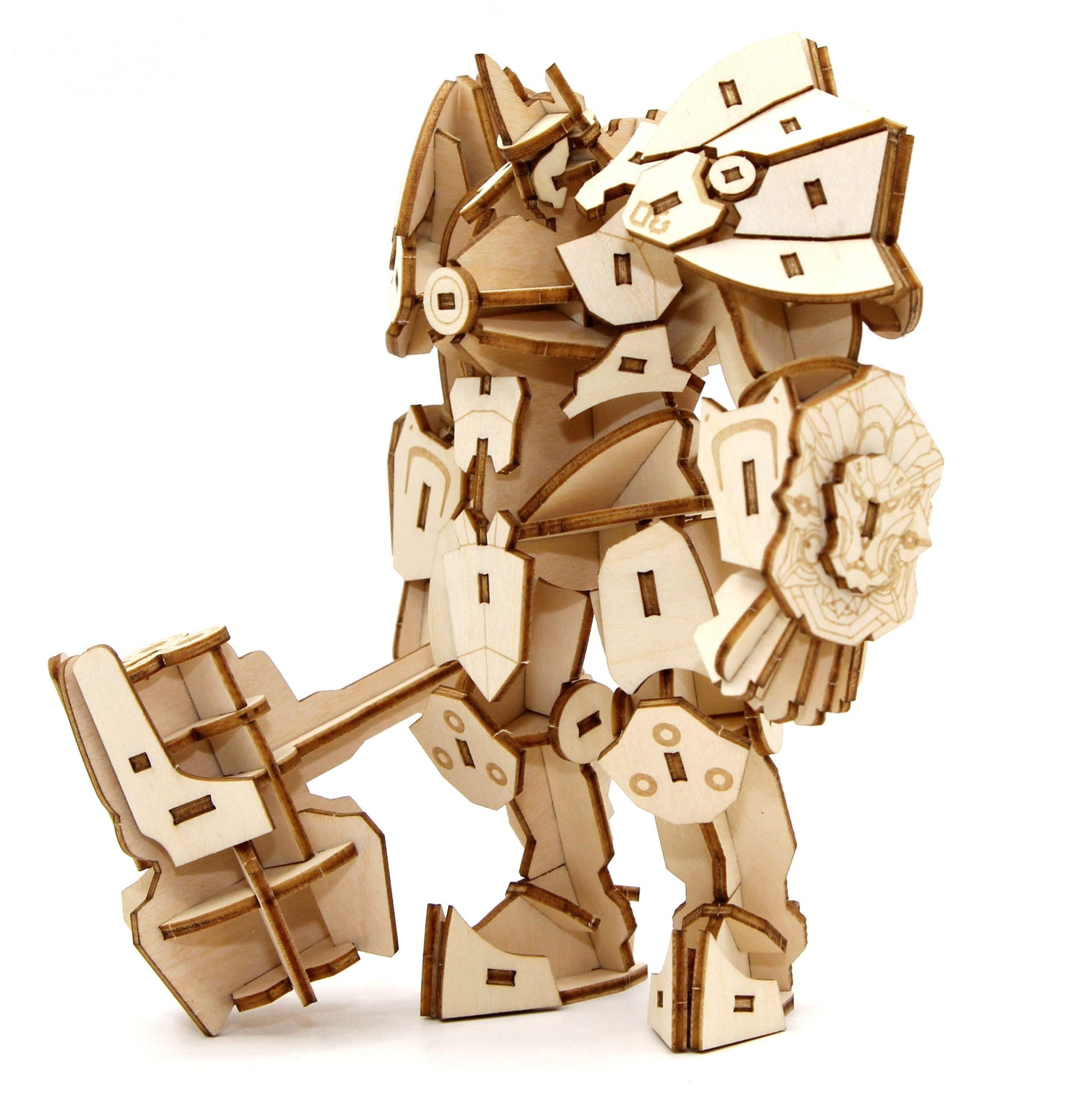 Overwatch Reinhardt 3D Wood Puzzle & Model Figure Kit (139 Pcs) w/Exclusive Poster - Build & Paint 3-D Video Game Replica Toy, No Glue Required - Gift