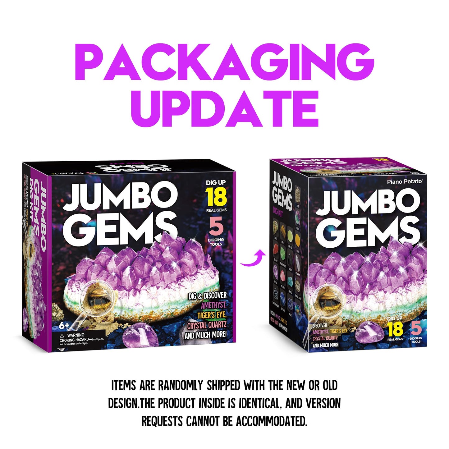 Jumbo Gemstone Dig Kit - Amethyst Excavation Science Toy for Kids Age 6-8+