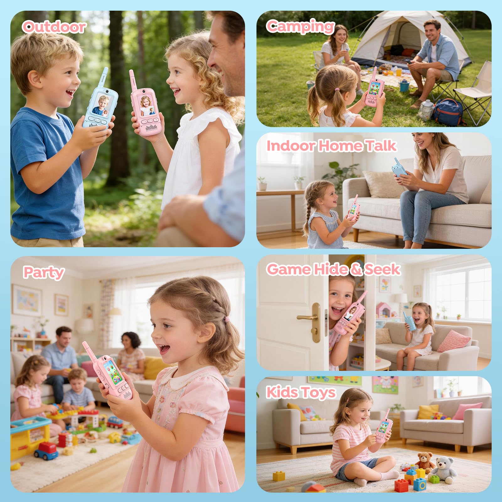 iYeHo Video Walkie Talkies for Kids,2 Pack-Kids Video Call Device with HD Camera,Filters,Emojis,Voice Changer & Voice Message,Auto Pairing, Durable