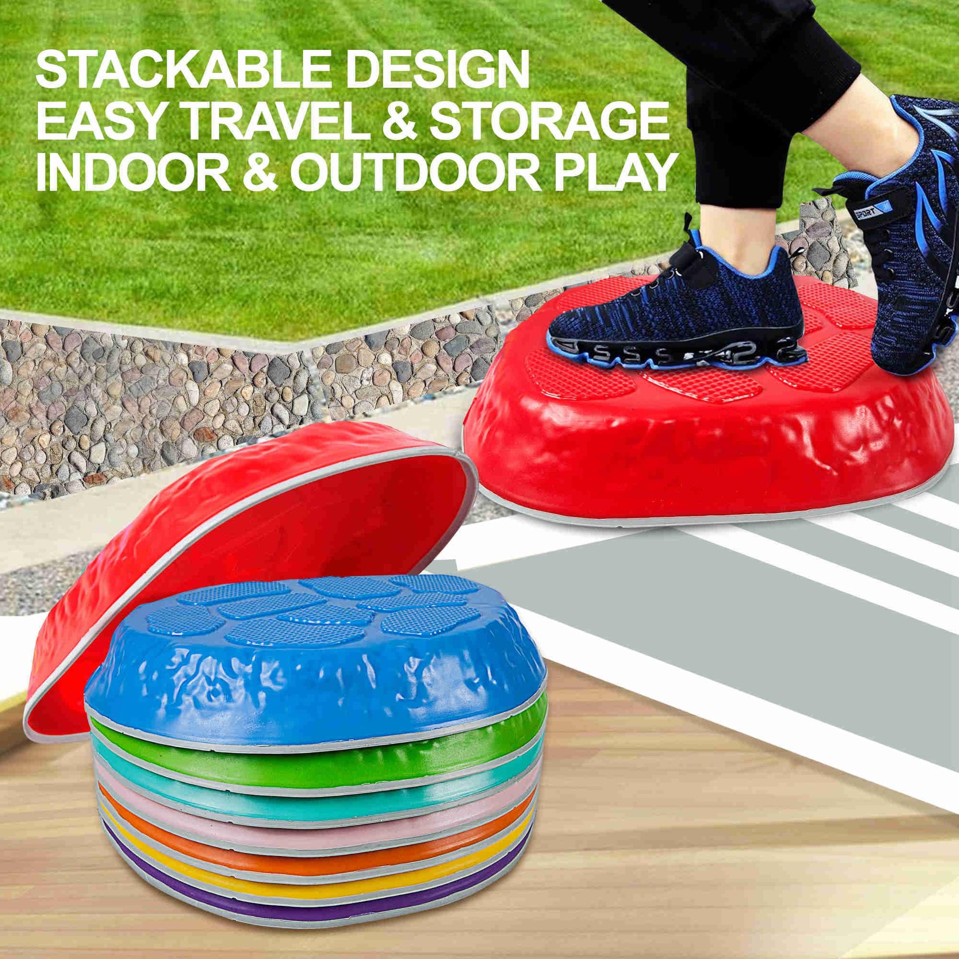 TECKMICO 10-Pack Stepping Stones for Kids,Non-Slip Balance Stones Obstacle Course Coordination Game Encourage Toddler Balance Gross Motor Skills Toys