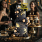 75 PCS Black and Gold Balls Cake Toppers Happy Birthday Insert Card
