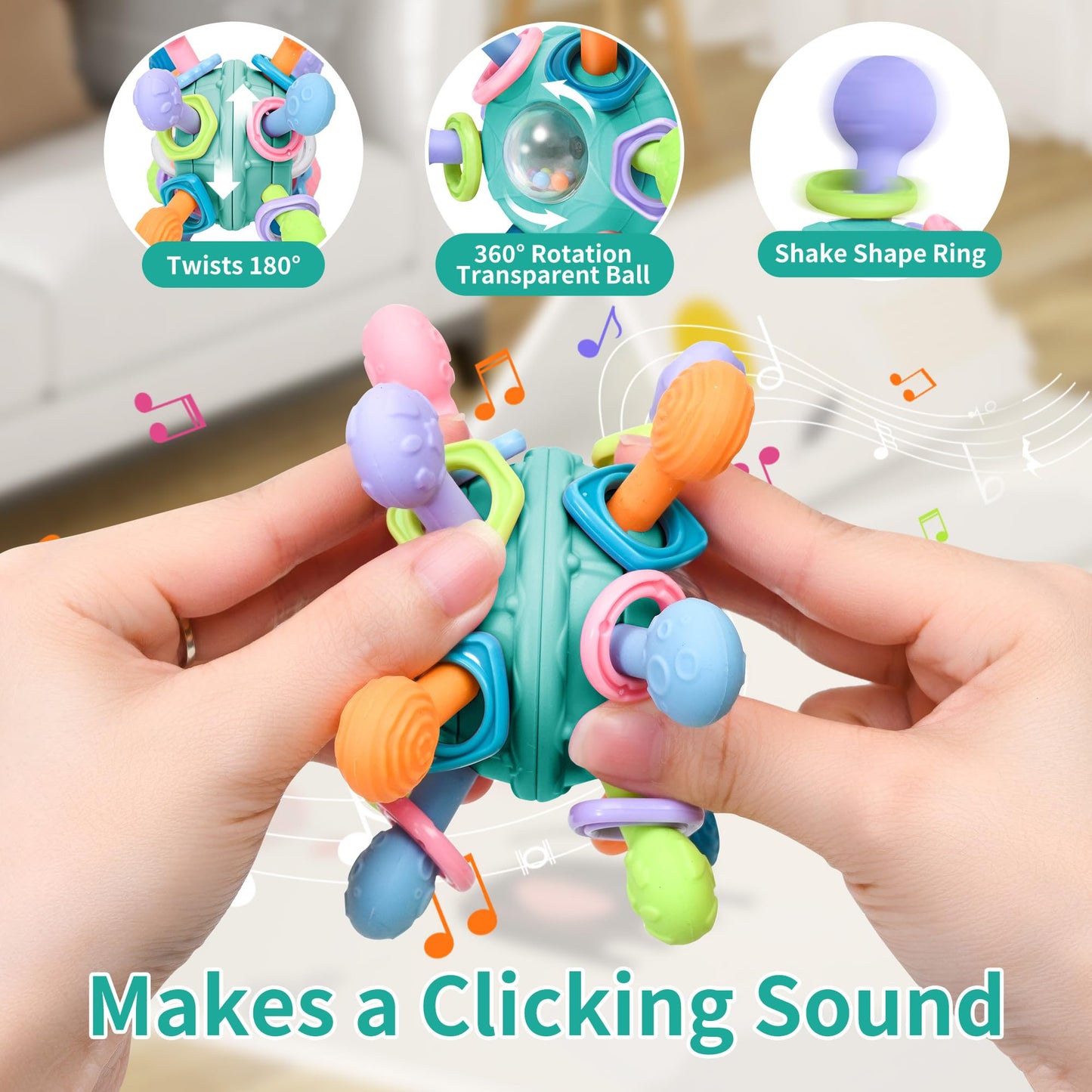 Baby Montessori Teething Toys for 0-6 6-12 Months BPA Free Sensory Toys for Babies 0 3 6 9 12 18 Months Newborn Infant Learning Developmental Chew