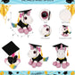 DolliBu Sparkle Eyes White Unicorn Graduation Plush Toy - Super Soft Graduation Stuffed Animal Dress Up Gown and Cap with Tassel with Personalization