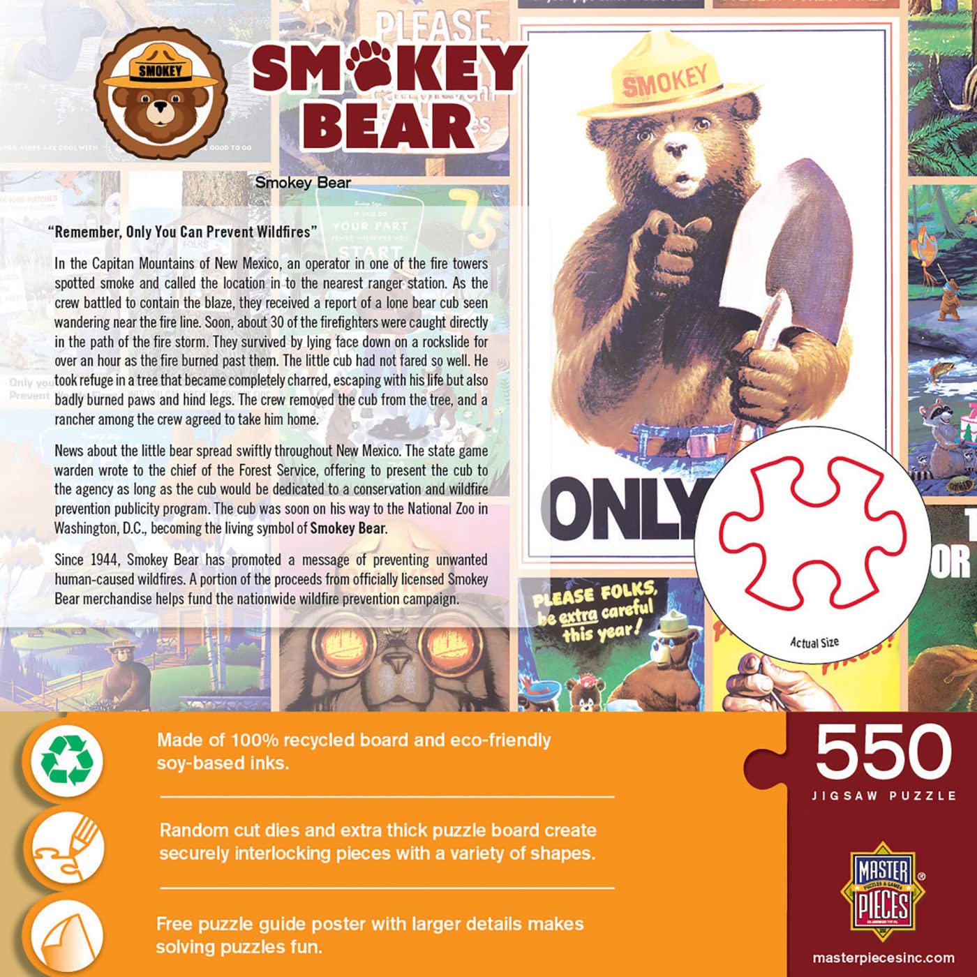 MasterPieces 550 Piece Jigsaw Puzzle for Adults, Family, Or Youth - Smokey Bear - 18"x24"