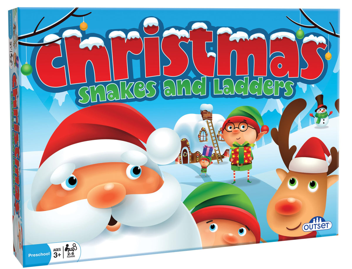 Christmas Snakes and Ladders - No Reading Required, Preschool & Kids Board Game, Builds Children's Social & Developmental Skillls, Outset Media, Ages