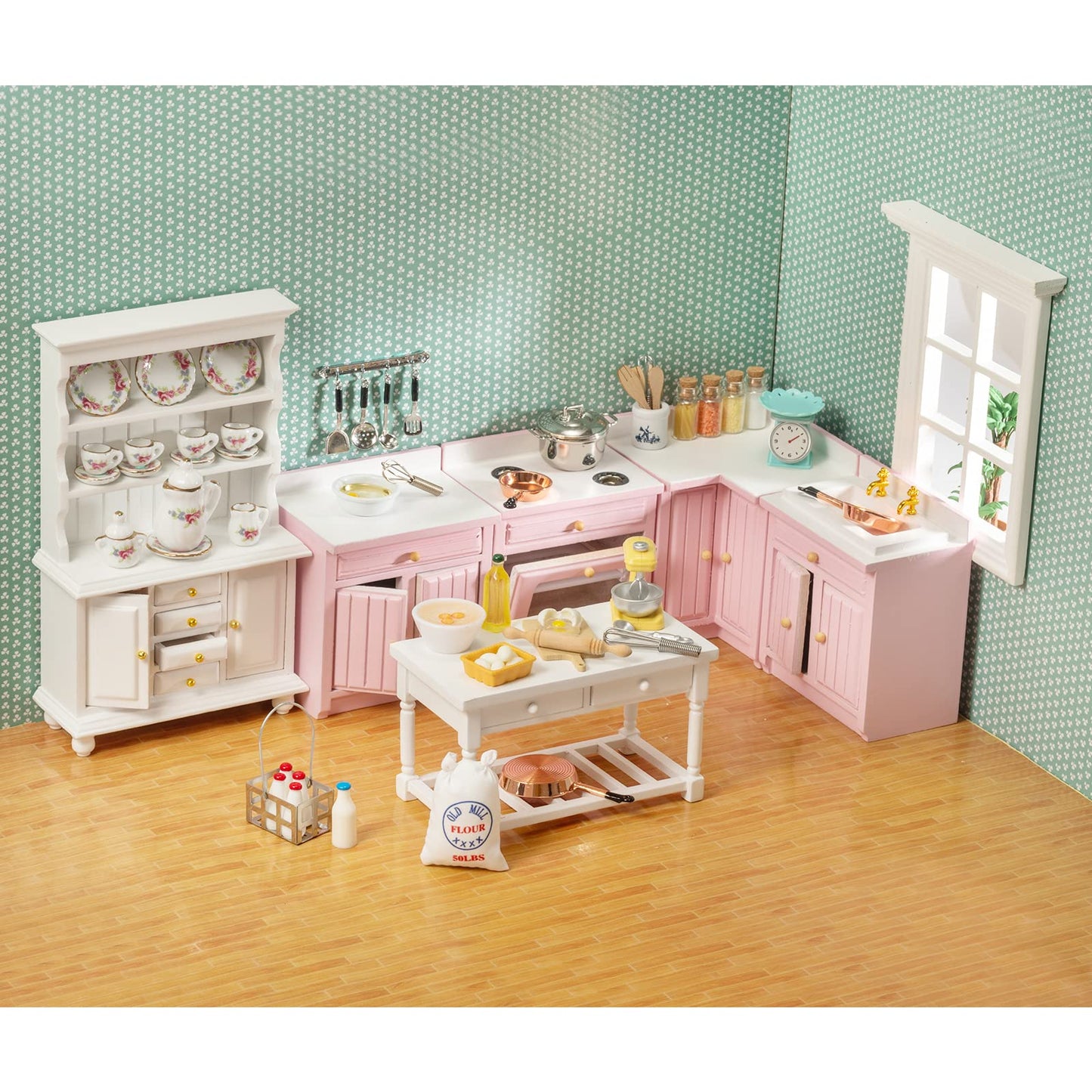 SAMCAMI Miniature Dollhouse Accessories - Dollhouse Furniture 1 12 Scale - Mini Stuff for Dollhouse Kitchen - Stand Mixer, Kitchen Scale, Flour
