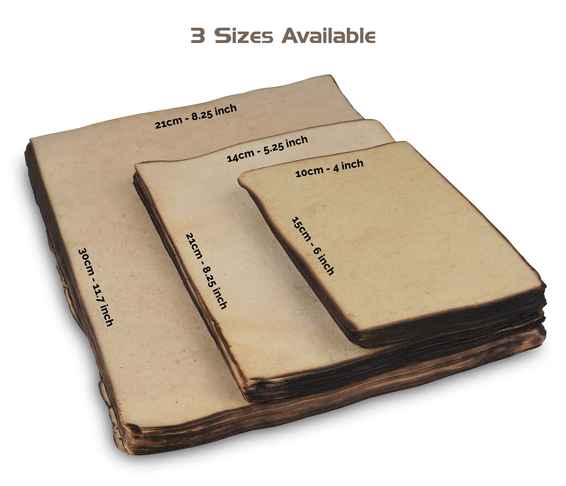 Wanderings Handmade Vintage Deckle Edge Blank Paper with Slightly Burned Edge - 5.8" x 8.3" (A5) - Package of 50 Recycled Paper for Writers