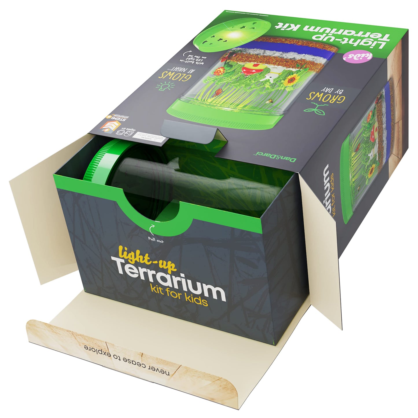 Dan&Darci Light-Up Terrarium Kit for Kids - STEM Science Kit - Educational DIY Toy for Boys & Girls - Birthday Gift - Craft Project Idea for Ages 6 7