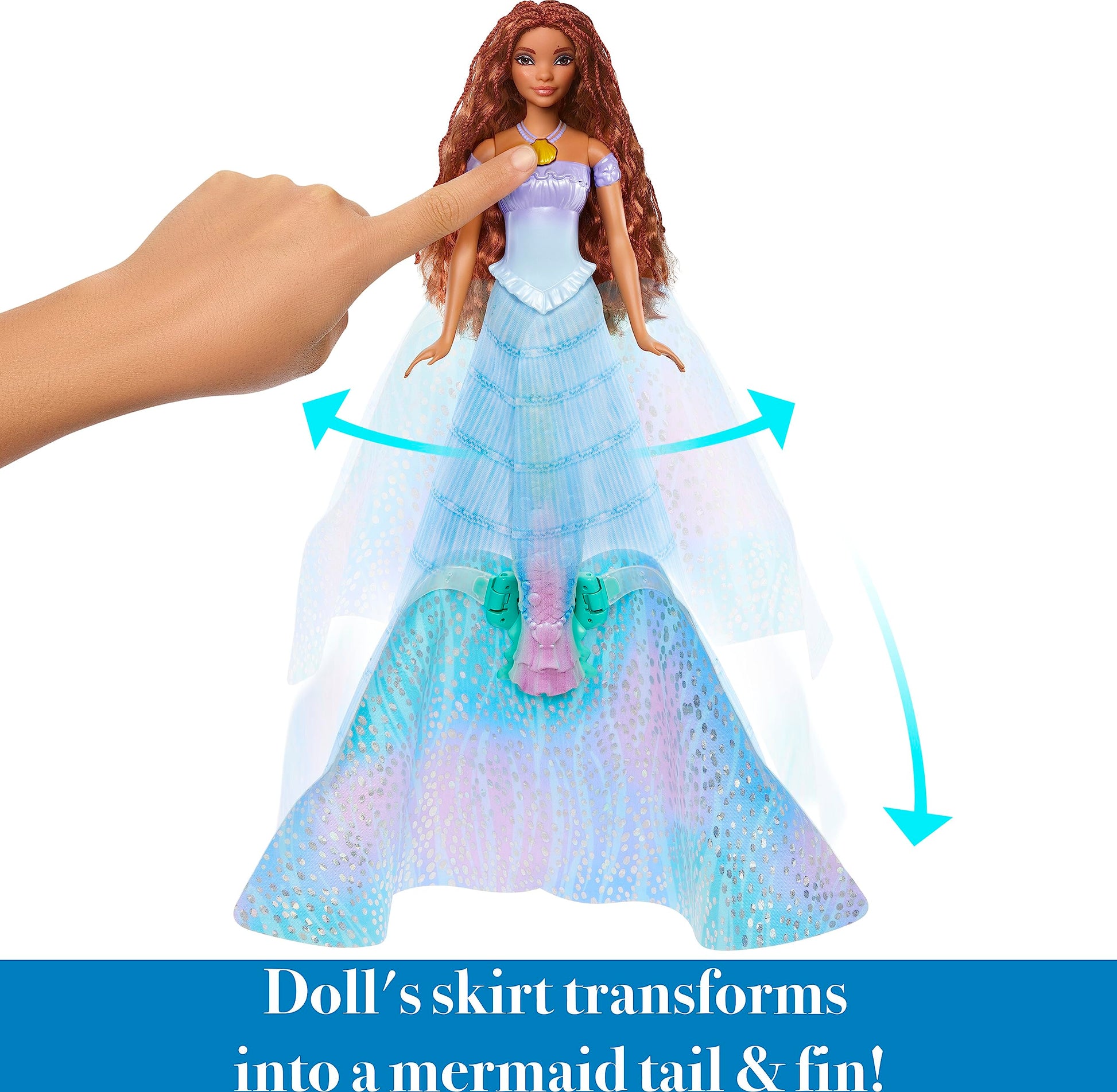 Mattel Disney Princess Toys, The Little Mermaid Transforming Ariel Fashion Doll, Switch from Human to Mermaid, Inspired by the Movie