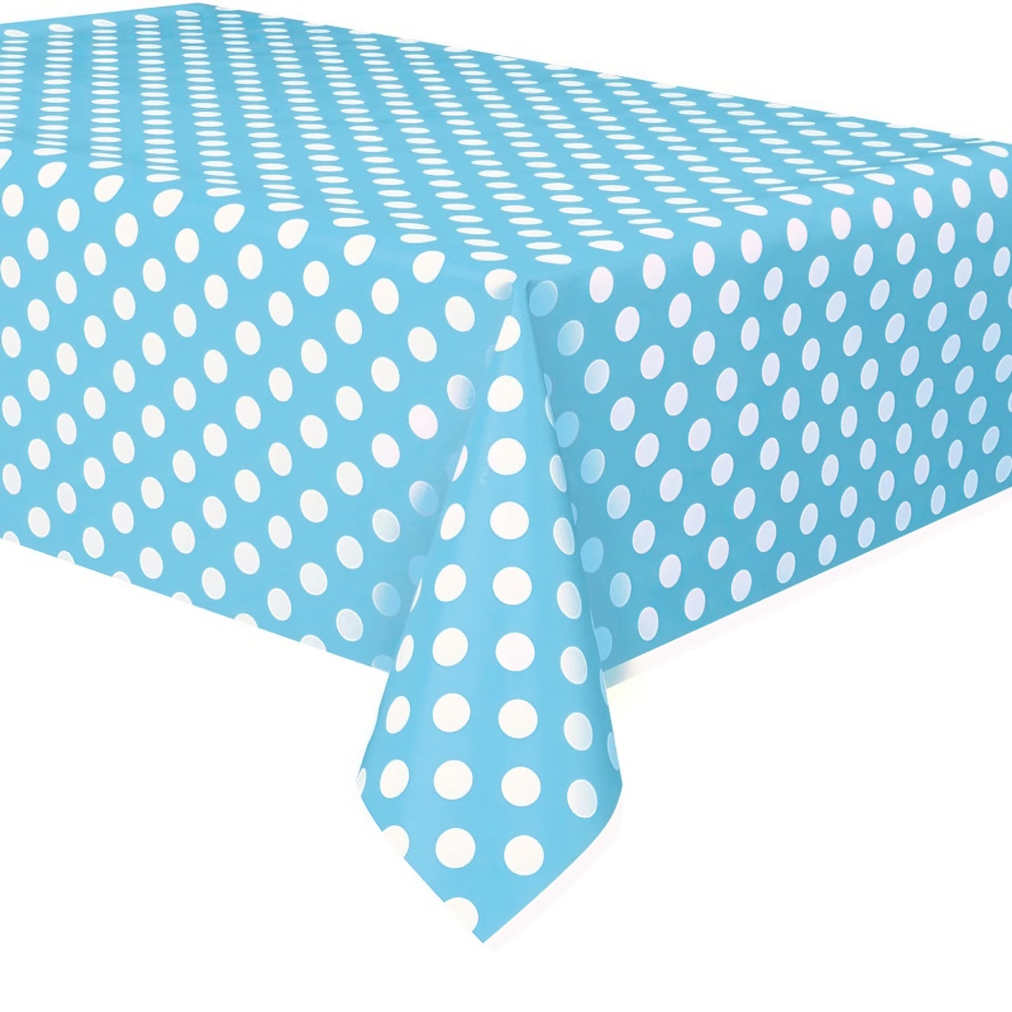 Powder Blue Dots Rectangular Plastic Table Cover (54" x 108") - 1 Pc - Perfect for Parties and Events - Instantly Elevate Your Table Setting!