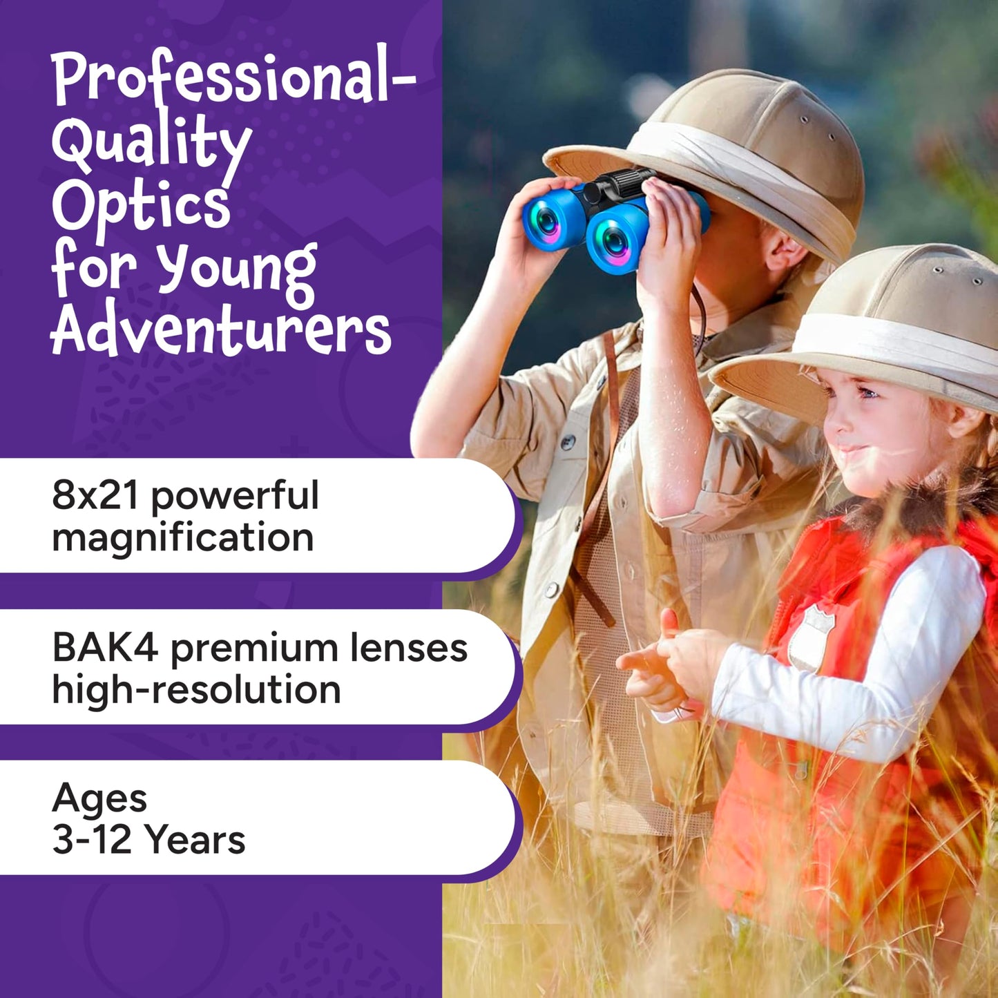 Think Peak Green Binoculars Science Toy for Kids Ages 3-12 Years - Real Compact Outdoor Adventure & STEM Educational Nature Hiking Explorer for Bird