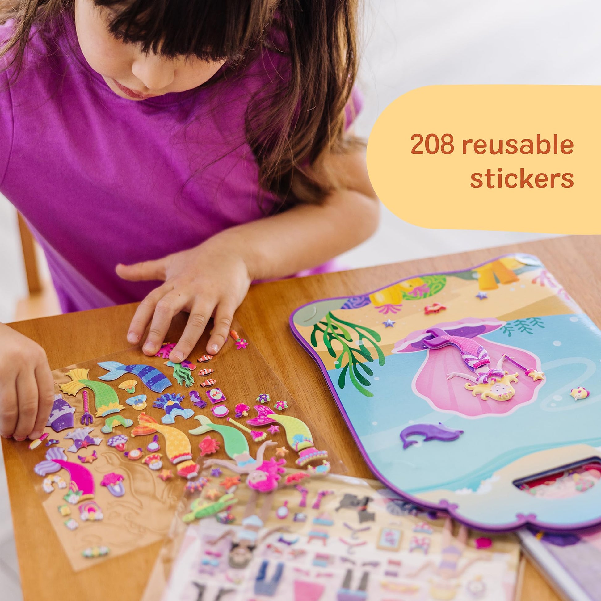 Melissa & Doug Puffy Sticker Activity Books Set of 3 - Dress-Up, Princess & Mermaid, with 208 Reusable Stickers and Fold-Out Scenes, Mess-Free Travel