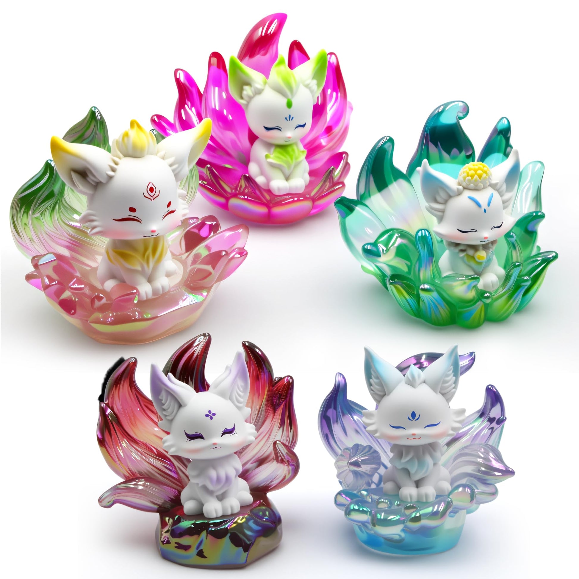 Zaleny Nine-Tailed Fox Blind Box Kitsune Mystery Box Random Design Collectible Surprise Toys Home Decoration 1 Pc