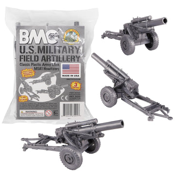BMC Classic Marx US Military HOWITZERS Silver-Gray 3pc Plastic Army Men Field Artillery