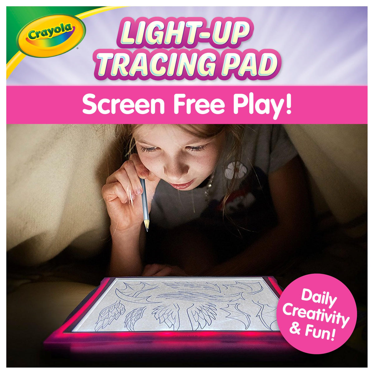 Crayola Light Up Tracing Pad Pink, Best Birthday Gifts for Girls & Boys, 6, 7, 8 Year Olds, Kids Toys, Light Box Art Kit for Kids [Amazon Exclusive]