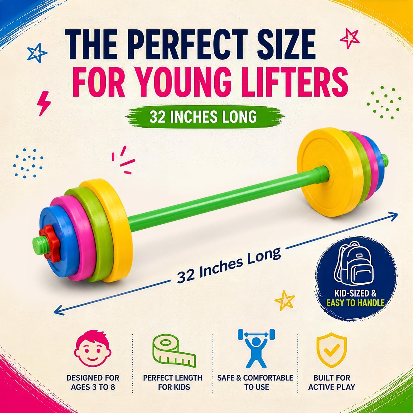 Liberty Imports Kids Barbell Weight Set - Adjustable Workout Toy Equipment for Children Pretend Play Exercise - Toddler Beginner Gym, Fitness