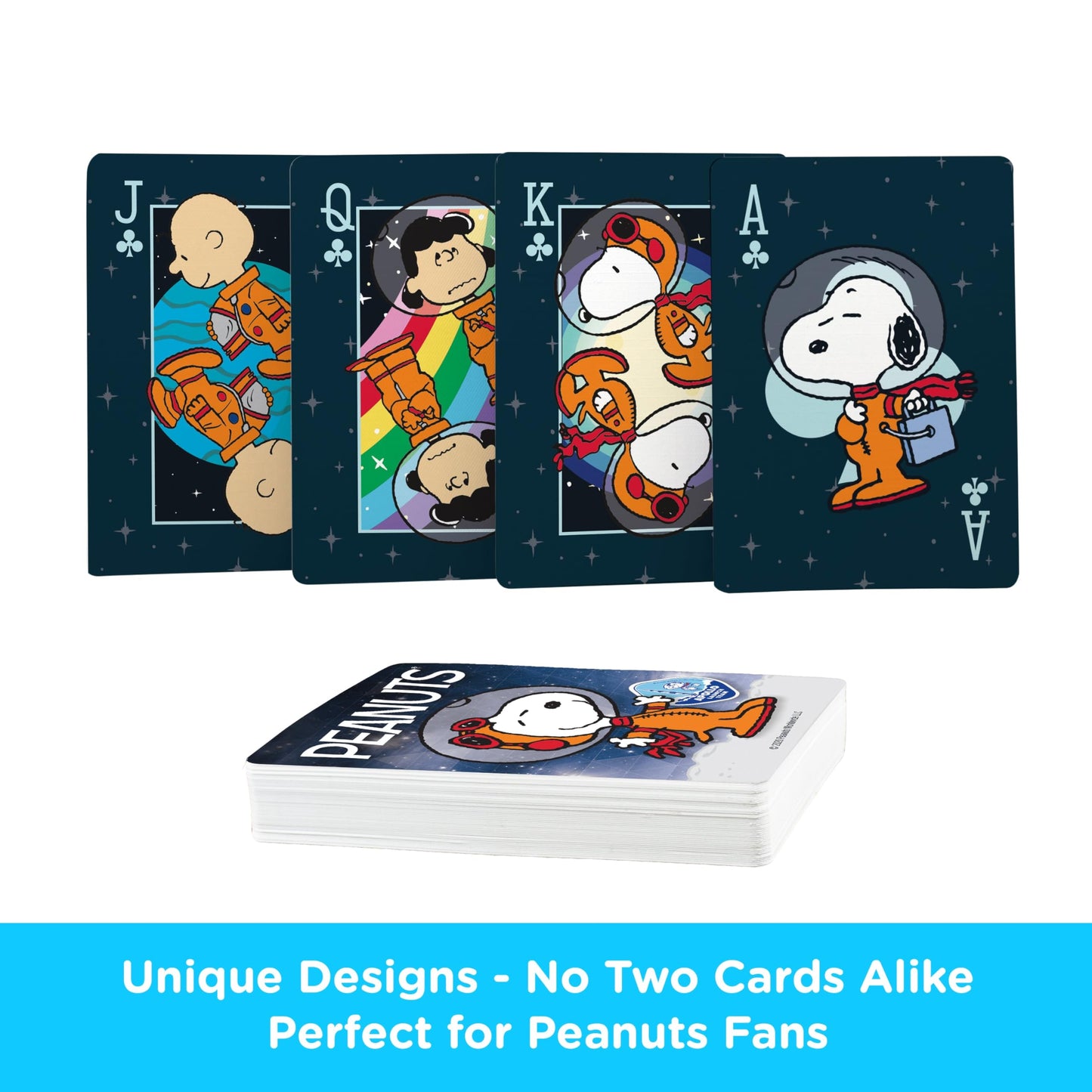 Aquarius Peanuts Snoopy in Space Playing Cards Standard Size - Themed Novelty Deck with 52 Unique Designs - Collectible Merchandise Gift for Teens