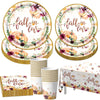 Fall in Love Bridal Shower Decorations,Fall Floral Pumpkin Disposable Tableware Set Includes Fall Dinner Plate,Tablecloths,Cup for Bridal