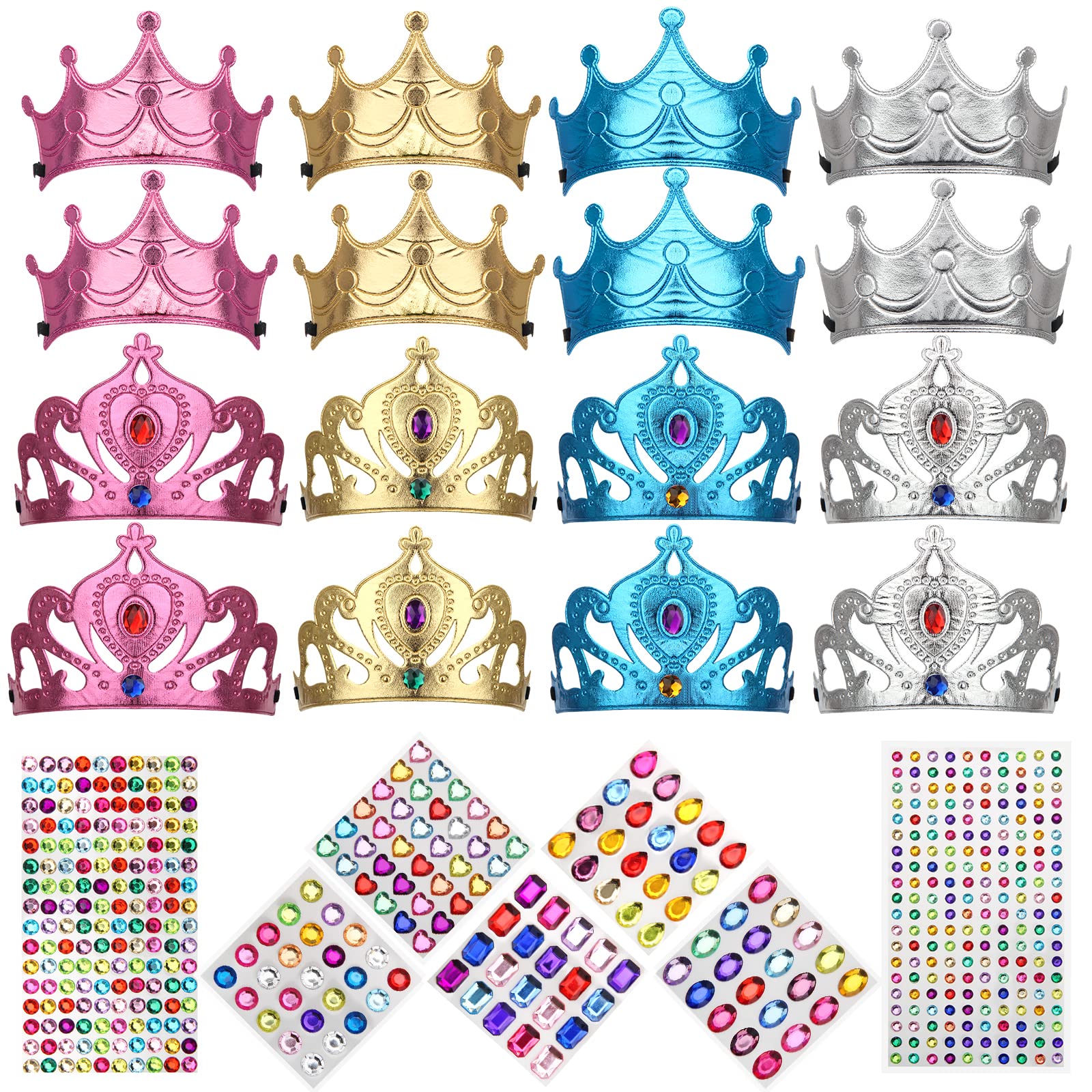 Catcan 23 PCS Foam Crowns Set, 16 PCS Princess Crowns & Sticker