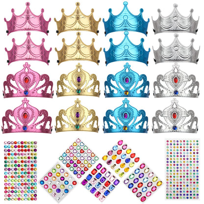 Catcan 23 PCS Foam Crowns Set, 16 PCS Princess Crowns & Sticker