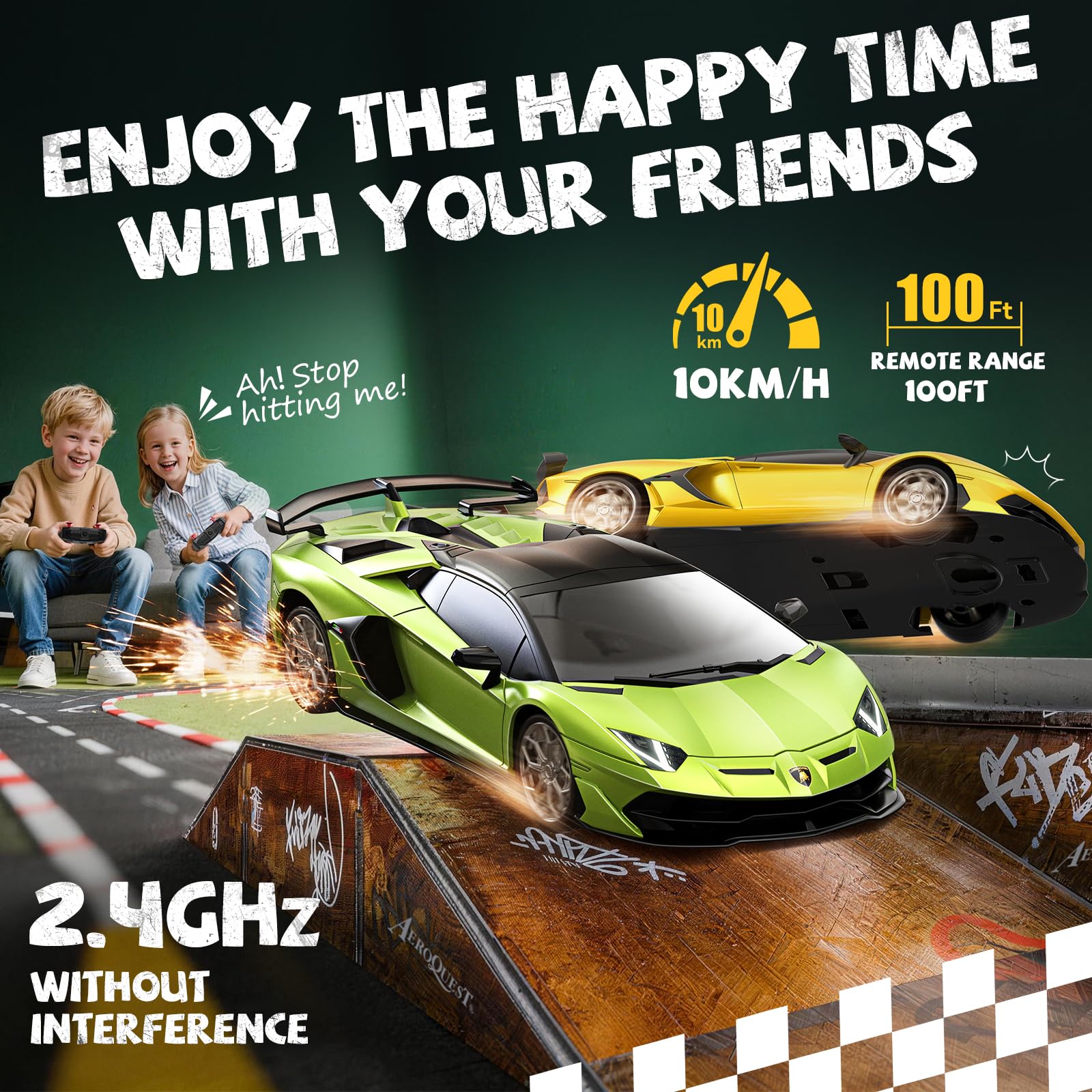 AEROQUEST 1:24 Lamborghini Remote Control Car ?Aventador SVJ-Green?